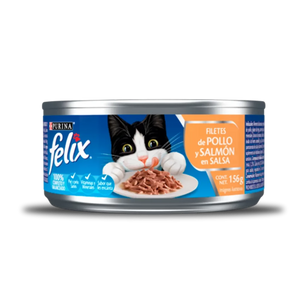 Felix Filetes de Pollo y Salmón en Salsa - Alimento Húmedo para Gatos