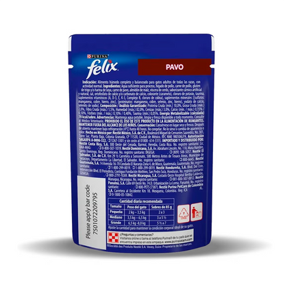 Felix Pouch con Pavo - Alimento Húmedo para Gatos