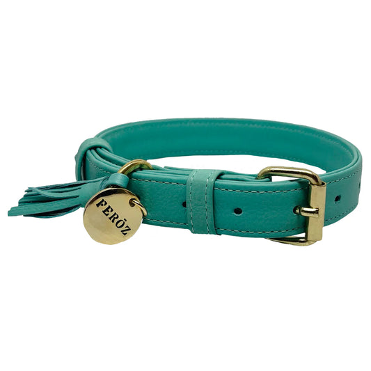 Feroz Collar de Cuero Turquesa - Collares para Perros