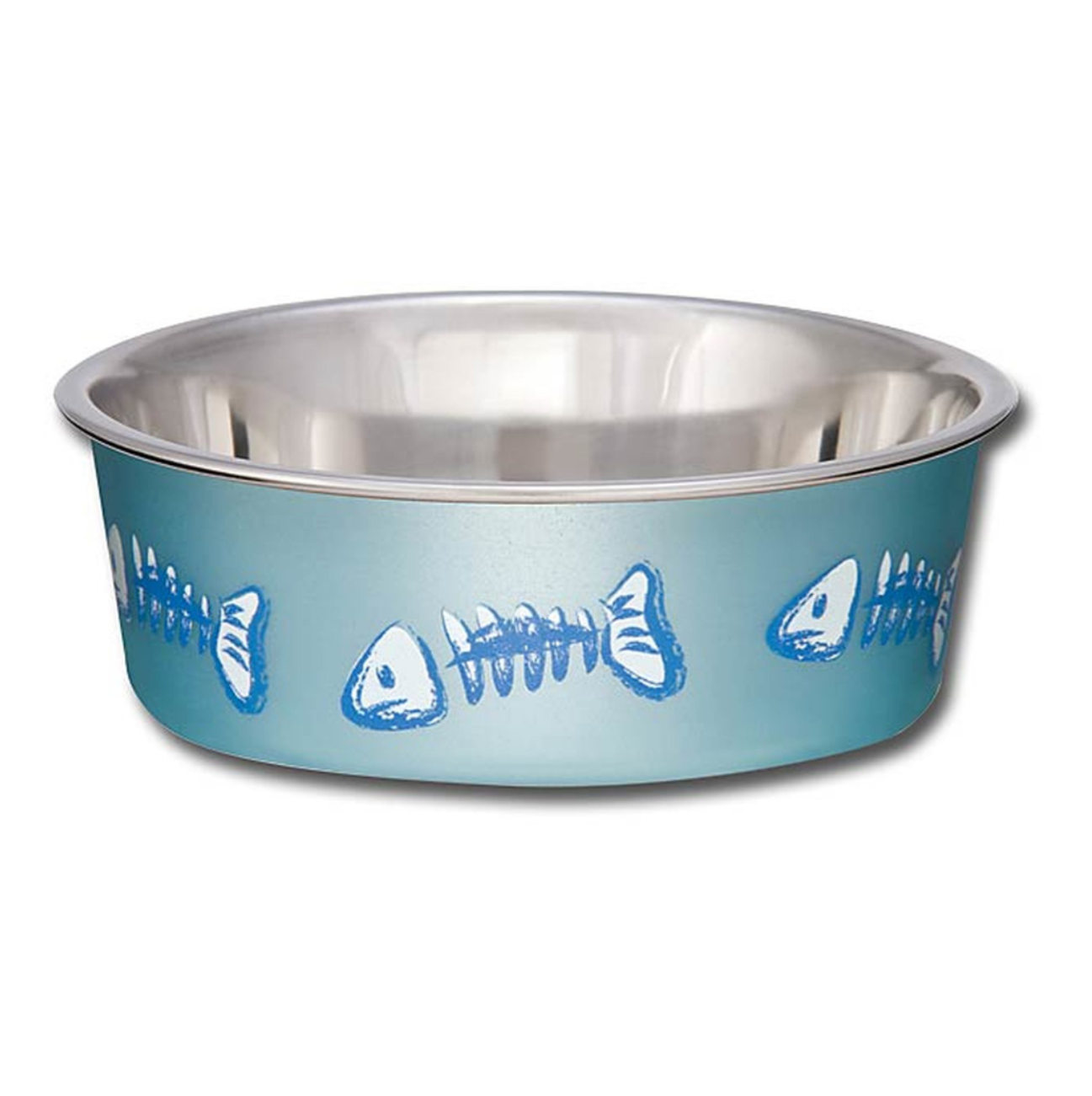 Fish Skeleton Metallic Ocean Blue Bowl - Comederos para Gatos