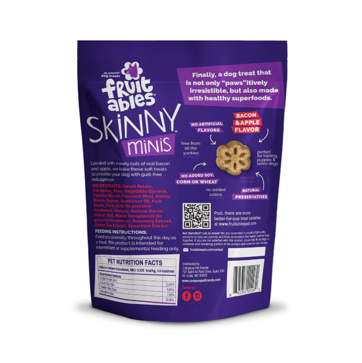 Fruitables Skinny Minis Apple Bacon - Snacks para Perros
