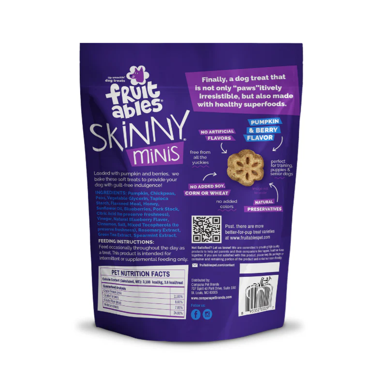 Fruitables Skinny Minis Pumpkin and Berry - Snacks para Perros