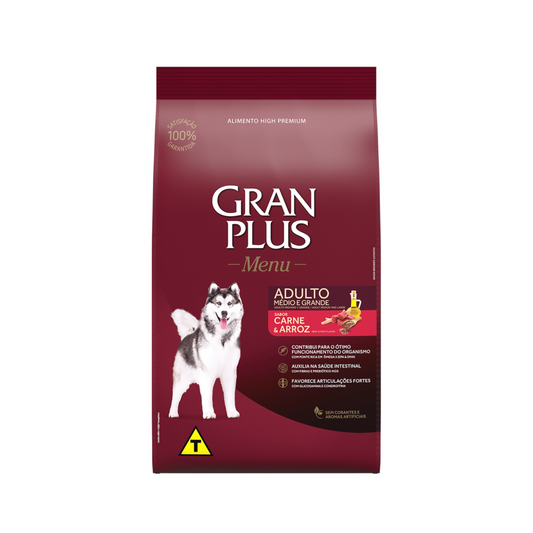 Gran Plus Perro Adulto Mediano y Grande Carne y Arroz - Alimento para Perros