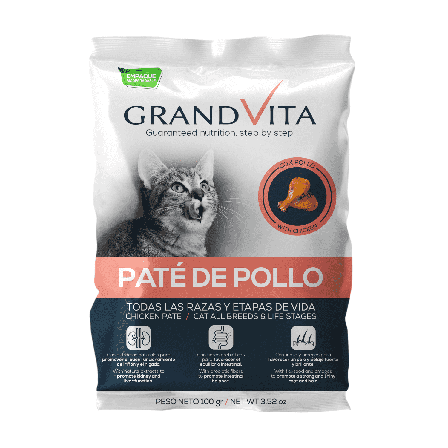 Grand Vita Paté de Pollo - Alimento húmedo para Gatos