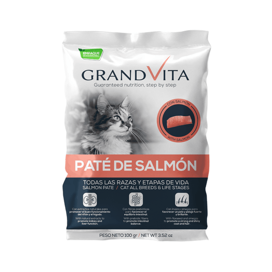 Grand Vita Paté de Salmón - Alimento húmedo para Gatos