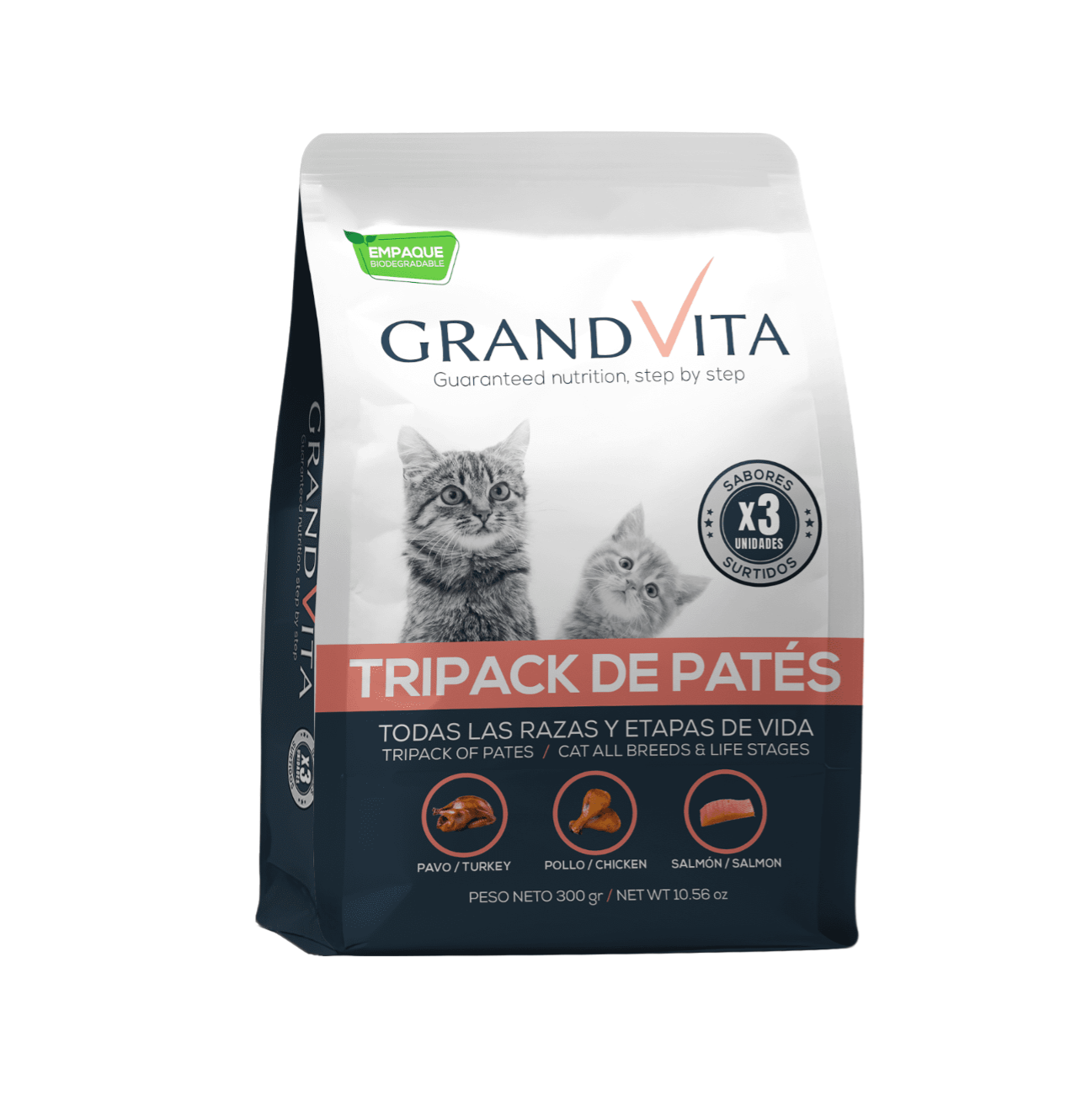 Grand Vita Tripack Paté Surtido - Alimento Húmedo para Gatos