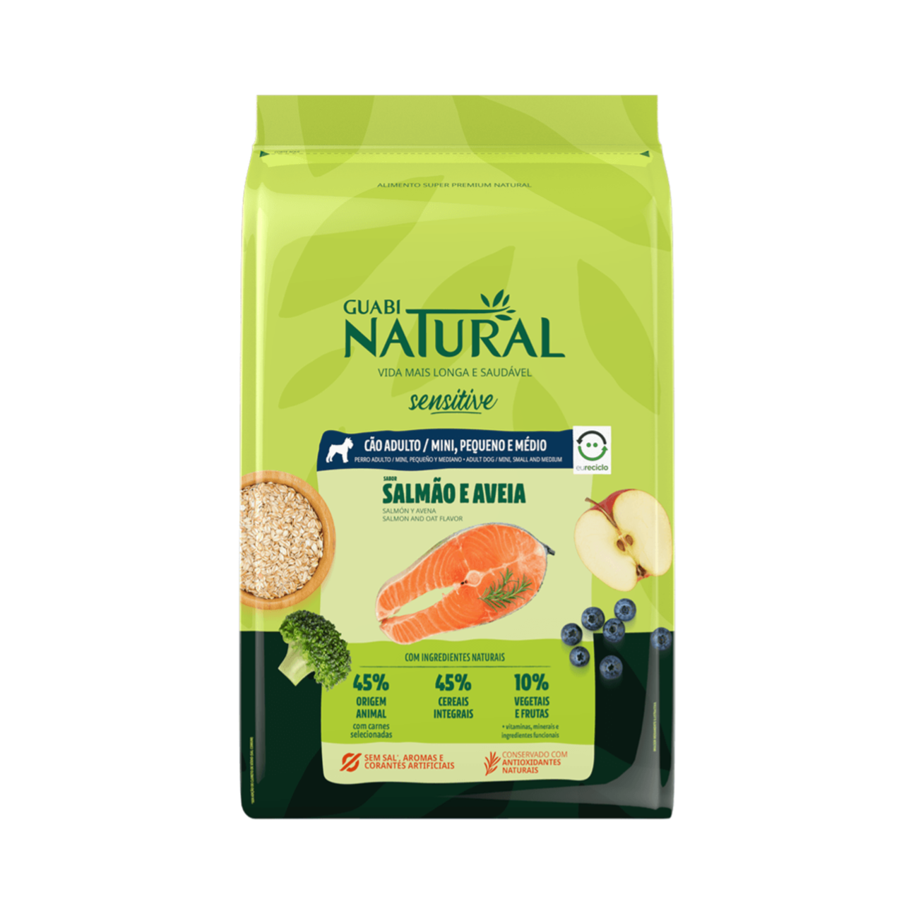 Guabi Natural Perro Sensitive Mini, Pequeño y Mediano Salmón y Avena - Alimento para Perros