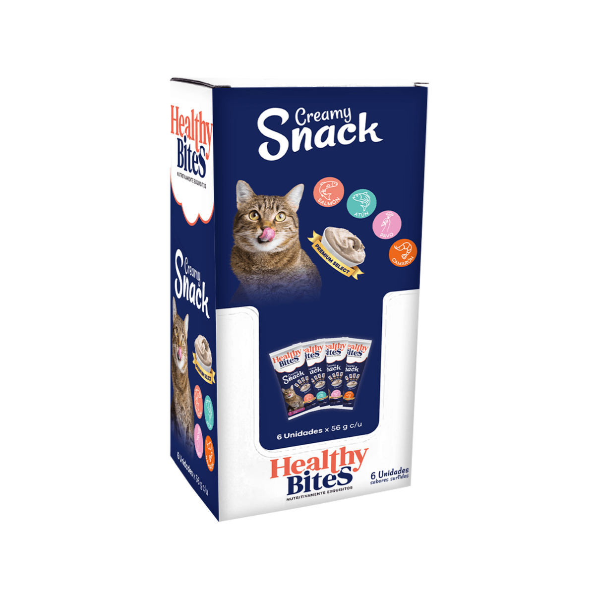 Healthy Bites Creamy Snack Surtido Caja para Gatos (6 Paquetes x 4 Unidades) - Snacks para Gatos