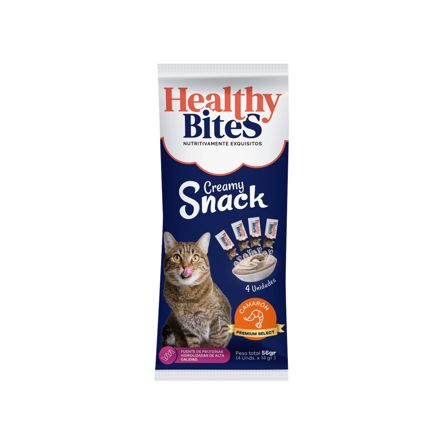 Healthy Bites Creamy Snack Camarón para Gatos - Snacks para Gatos