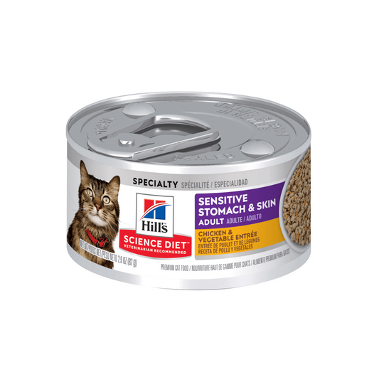 Hills Adult Sensitive Stomach and Skin Lata - Alimento Húmedo para Gatos