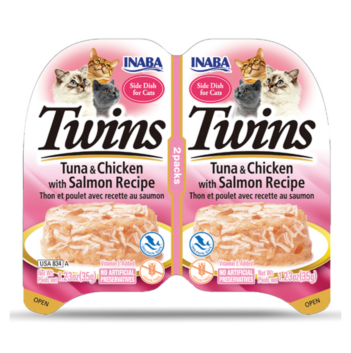 Inaba Cat Twins Atún y Pollo con Salmón - Alimento Húmedo para Gatos