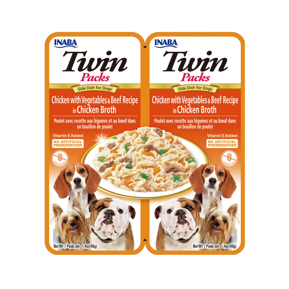 Inaba Dog Twin Packs Chicken with Vegetables and Beef Recipe in Chicken Broth - Alimento Húmedo para Perros
