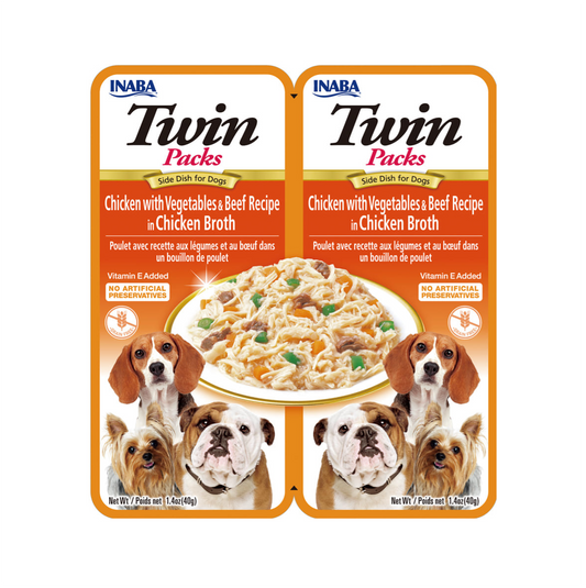 Inaba Dog Twin Packs Chicken with Vegetables and Beef Recipe in Chicken Broth - Alimento Húmedo para Perros