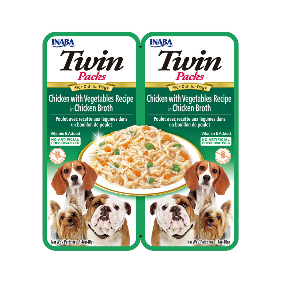 Inaba Dog Twin Packs Chicken with Vegetables Recipe in Chicken Broth - Alimento Húmedo para Perros