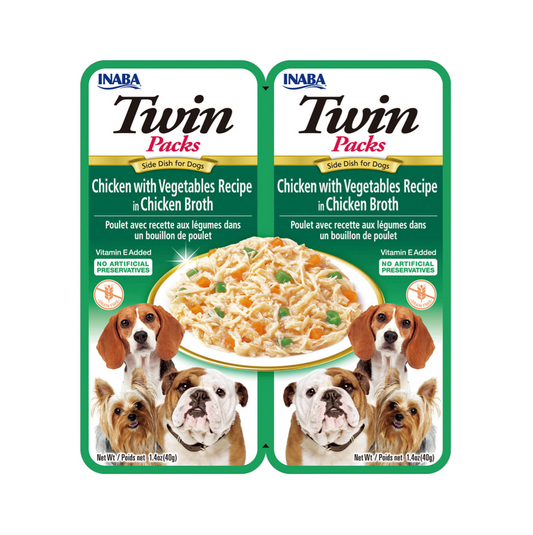 Inaba Dog Twin Packs Chicken with Vegetables Recipe in Chicken Broth - Alimento Húmedo para Perros