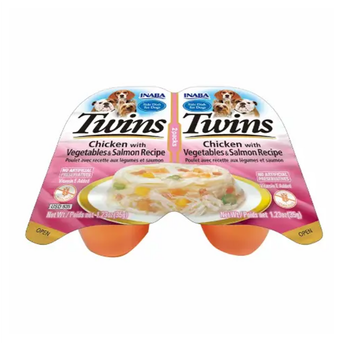 Inaba Dog Twins Pollo con Vegetales y Salmon - Alimento Húmedo para Perros