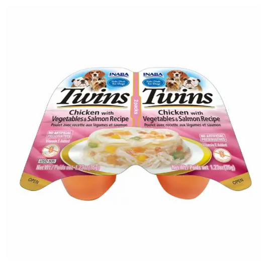 Inaba Dog Twins Pollo con Vegetales y Salmon - Alimento Húmedo para Perros