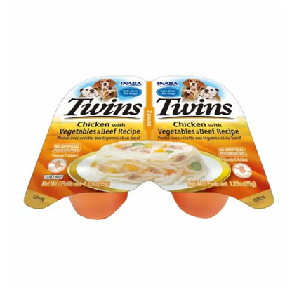 Inaba Dog Twins Chicken with Vegetables and Beef Recipe - Alimento Húmedo para Perros