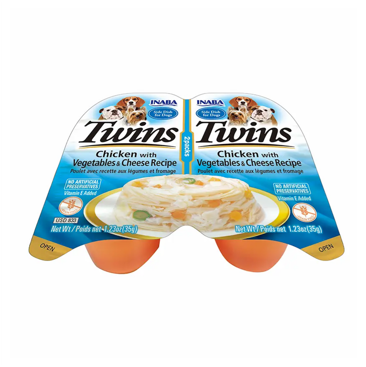 Inaba Dog Twins Chicken with Vegetables and Cheese Recipe - Alimento Húmedo para Perros