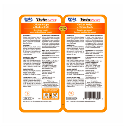 Inaba Twin Packs Pollo en Caldo de Pollo - Alimento Húmedo para Gatos
