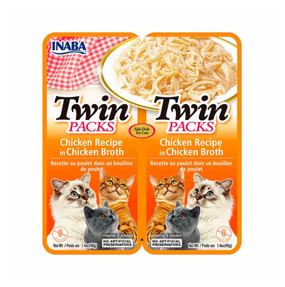 Inaba Twin Packs Pollo en Caldo de Pollo - Alimento Húmedo para Gatos