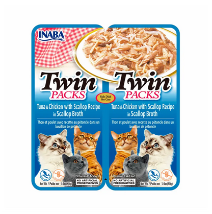 Inaba Twin Packs Atún y Pollo en Caldo de Vieira - Alimento para Gatos