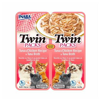 Inaba Twin Packs Pollo y Atún en Caldo de Atún - Alimento para Gatos