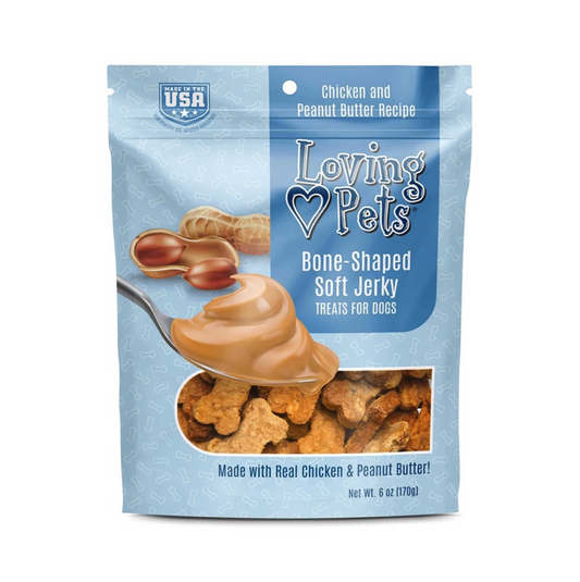 Loving Pets Bone-Shaped Soft Jerky Peanut Butter - Snacks para Perro