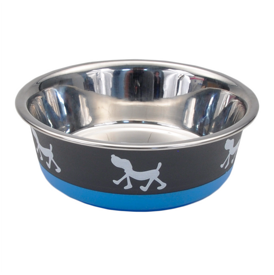Maslow Non-Skid Pup Design Bowls Azul - Comederos para Perros