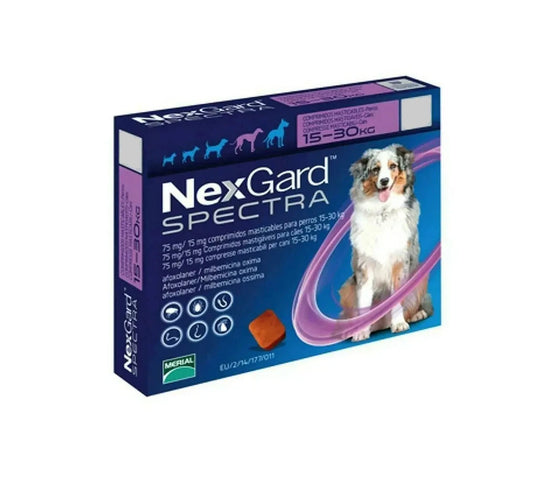 Nexgard Spectra Perros de 15 KG a 30 KG - Antipulgas y Desparasitante