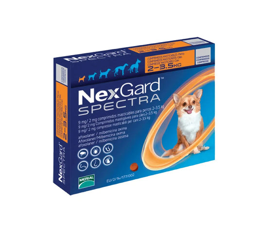 Nexgard Spectra Perros de 2 KG a 3.5 KG - Antipulgas y Desparasitante para Perros