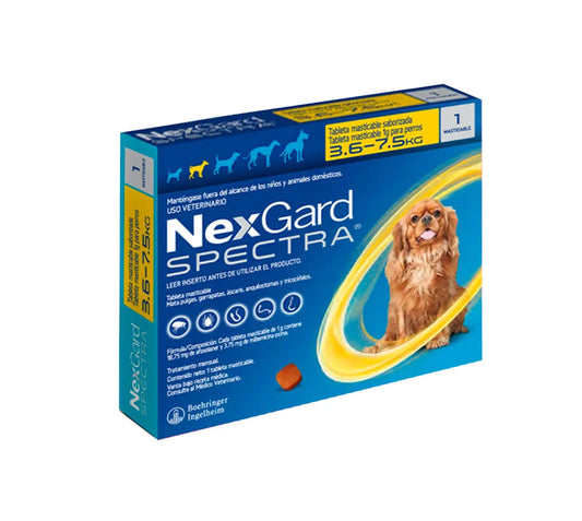Nexgard Spectra Perros de 3.6 KG a 7.5 KG - Antipulgas y Desparasitante