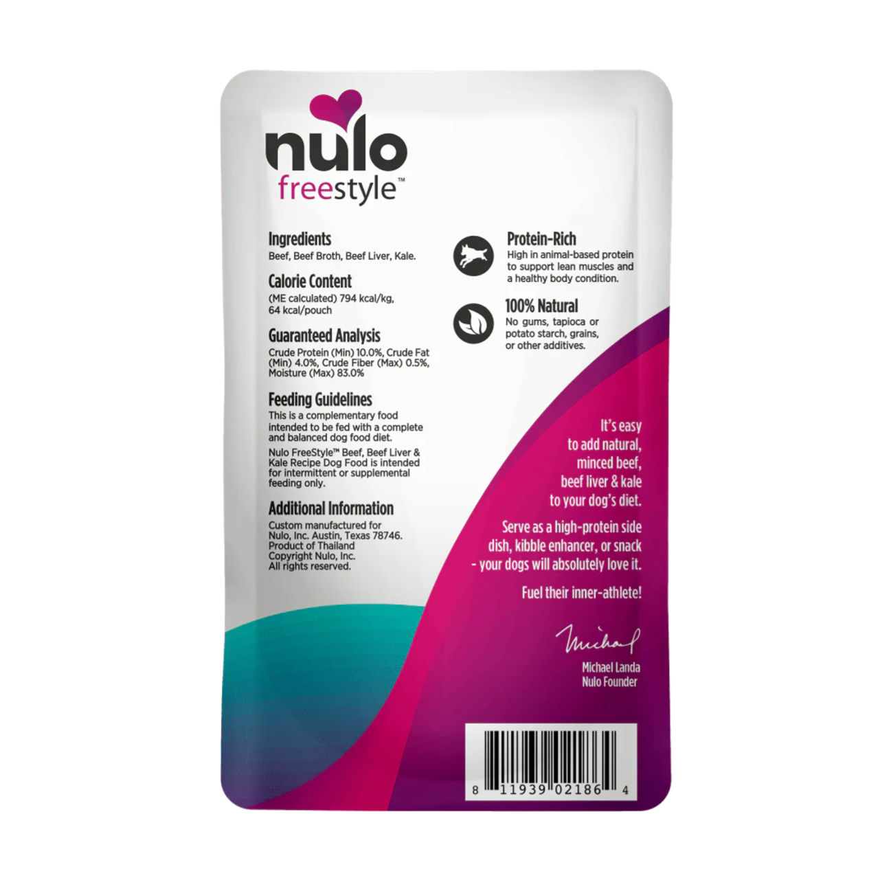 Nulo FreeStyle Pouch Beef, Beef Liver and Kale - Alimento Húmedo para Perros