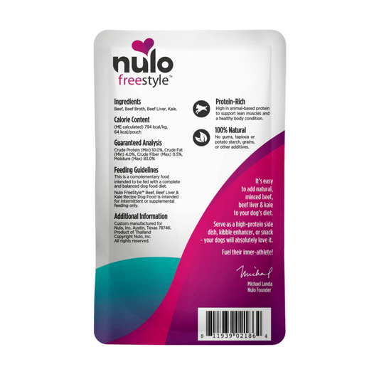 Nulo FreeStyle Pouch Beef, Beef Liver and Kale - Alimento Húmedo para Perros