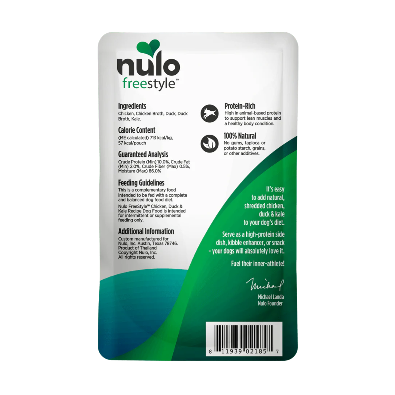 Nulo FreeStyle Pouch Chicken, Duck and Kale in Broth - Alimento Húmedo para Perros