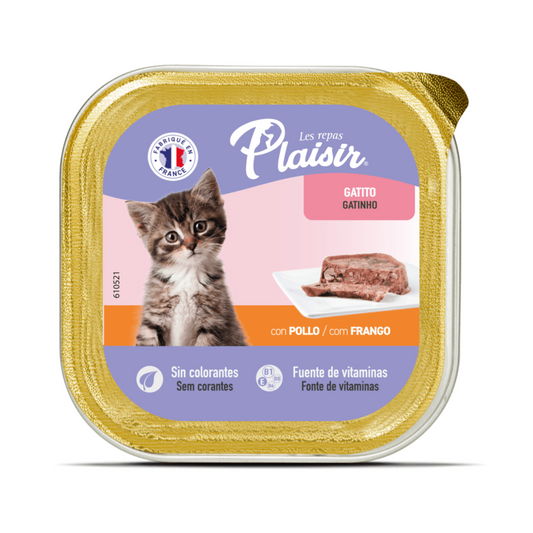 Plaisir Gatitos Pate con Pollo - Alimento Húmedo para Gatos