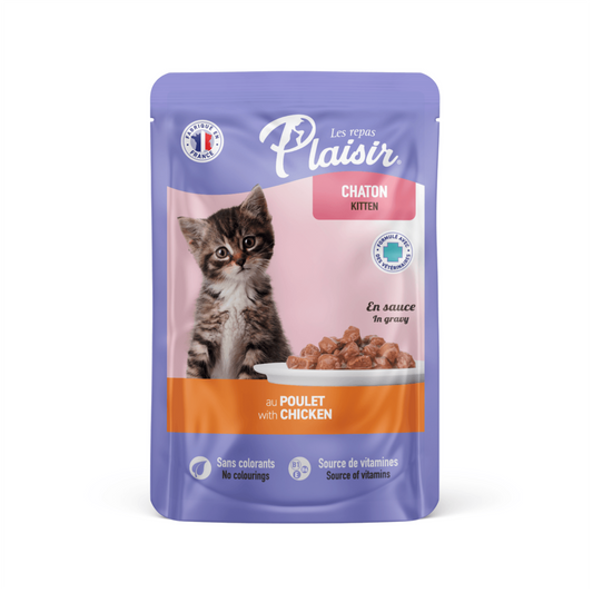 Plaisir Pouch Gatitos Trozos de Pollo en Salsa - Alimento para Gatos