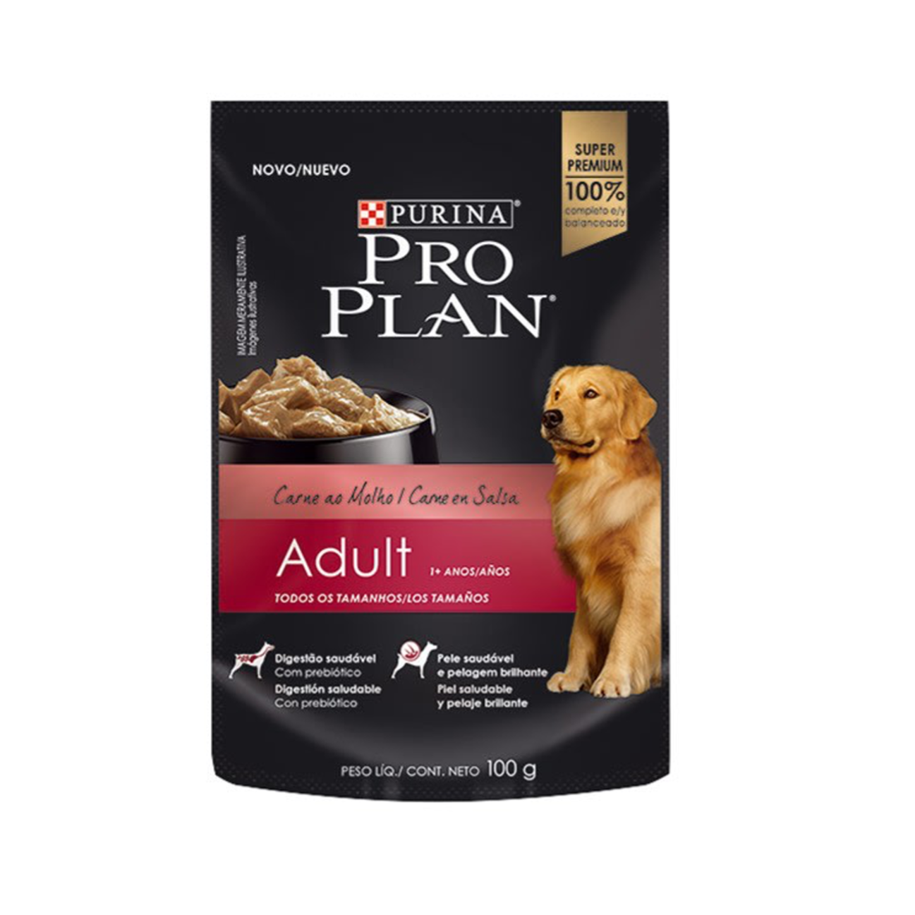 Pro Plan Pouch Adulto Carne - Alimento Húmedo para Perros
