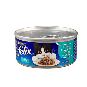 Felix Filetes de Pescado y Atún en Salsa - Alimento Húmedo para Gatos