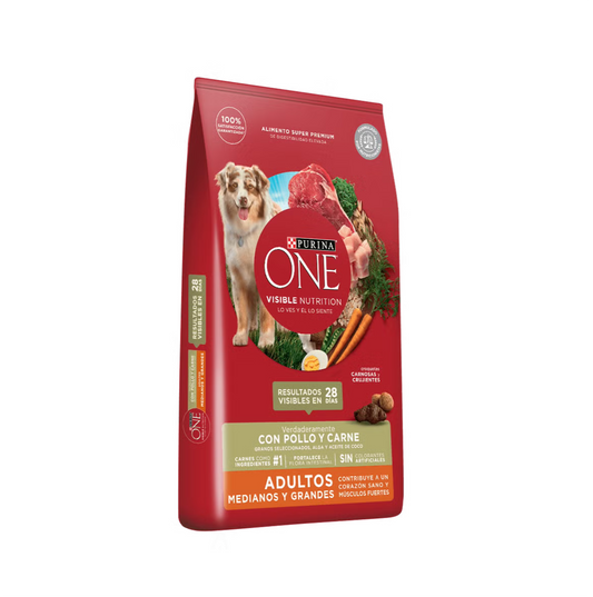 Purina One Adultos Medianos y Grandes Pollo y Carne - Alimento Perros