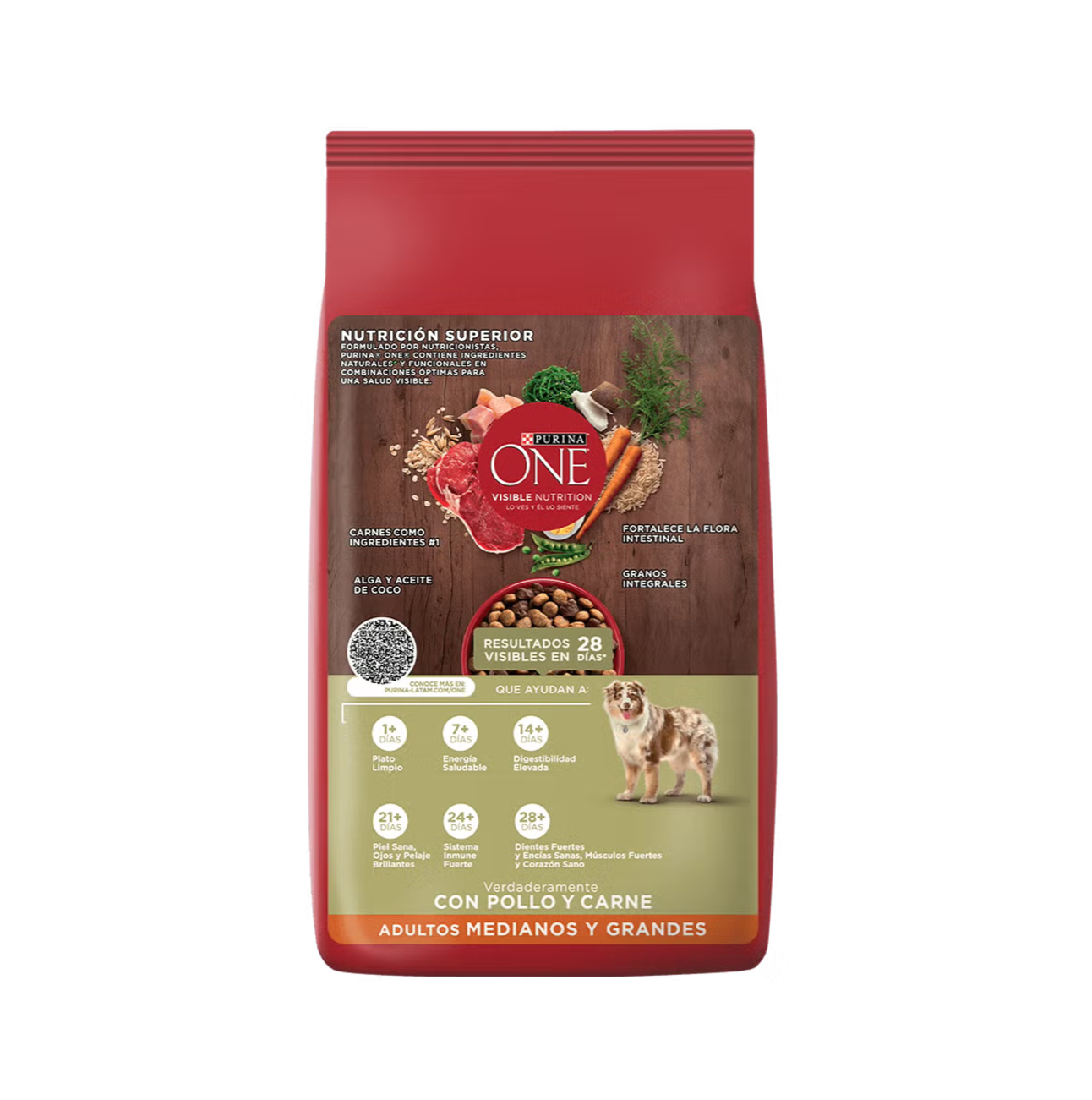 Purina One Adultos Medianos y Grandes Pollo y Carne - Alimento Perros