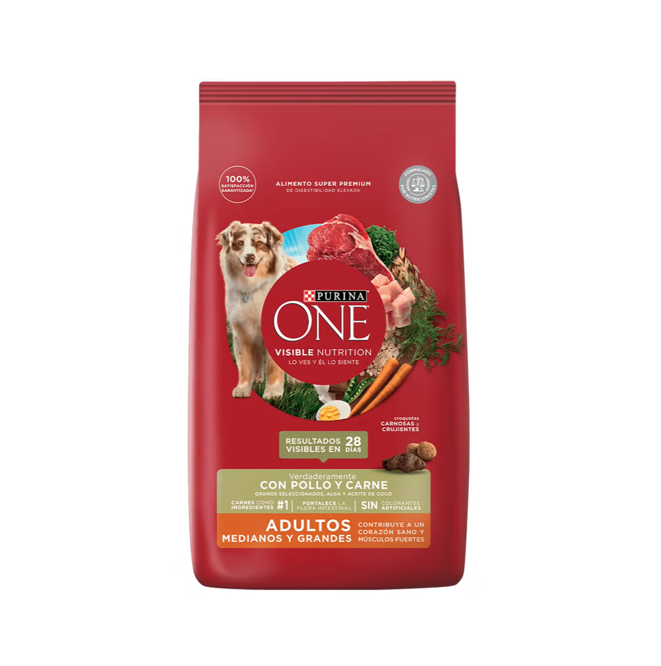 Purina One Adultos Medianos y Grandes Pollo y Carne - Alimento Perros
