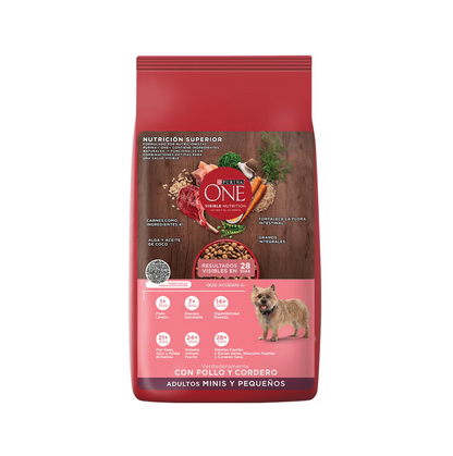 Purina One Adultos Minis y Pequeños Pollo y Cordero - Alimento Perros