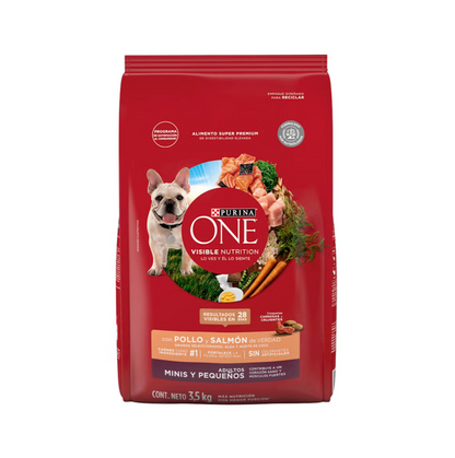 Purina One Adultos Minis y Pequeños Pollo y Salmón - Alimento Perros