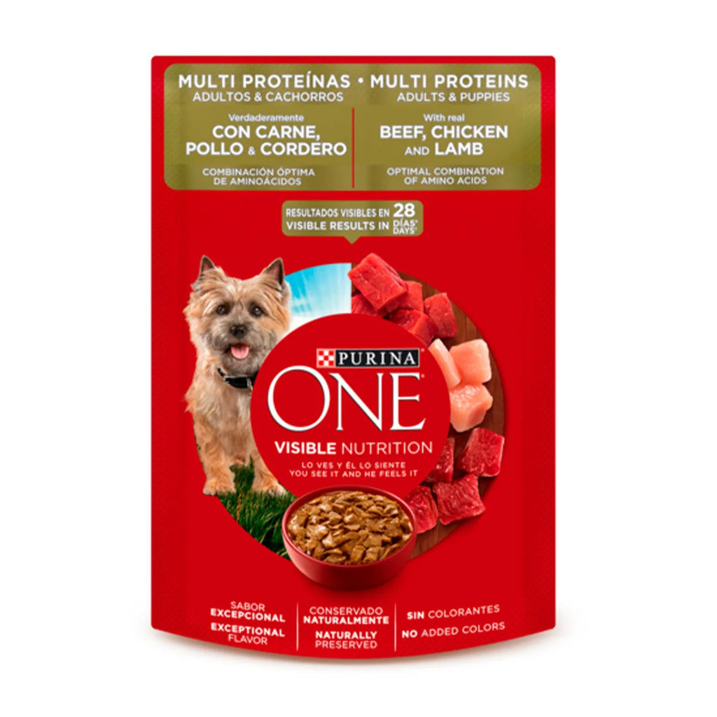 Purina One Multi Proteínas Carne, Pollo y Cordero - Alimento para Perros