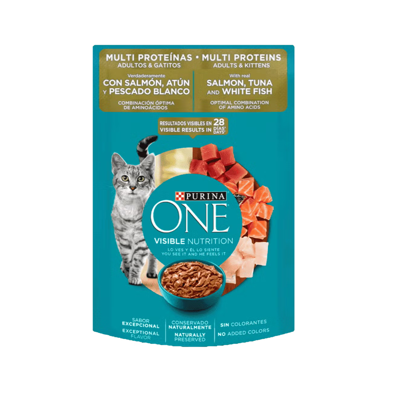 Purina One Multi Proteínas Salmón, Atún y Pescado Blanco Gatos Adultos y Gatitos - Alimento Húmedo para Gatos