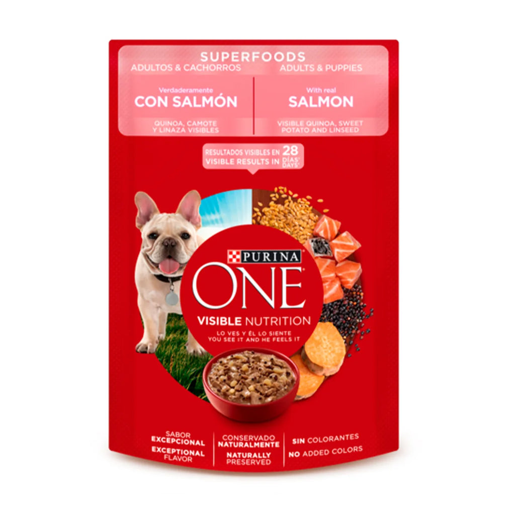 Purina One Superfoods Salmón Adulto y Cachorro - Alimento Húmedo para Perros