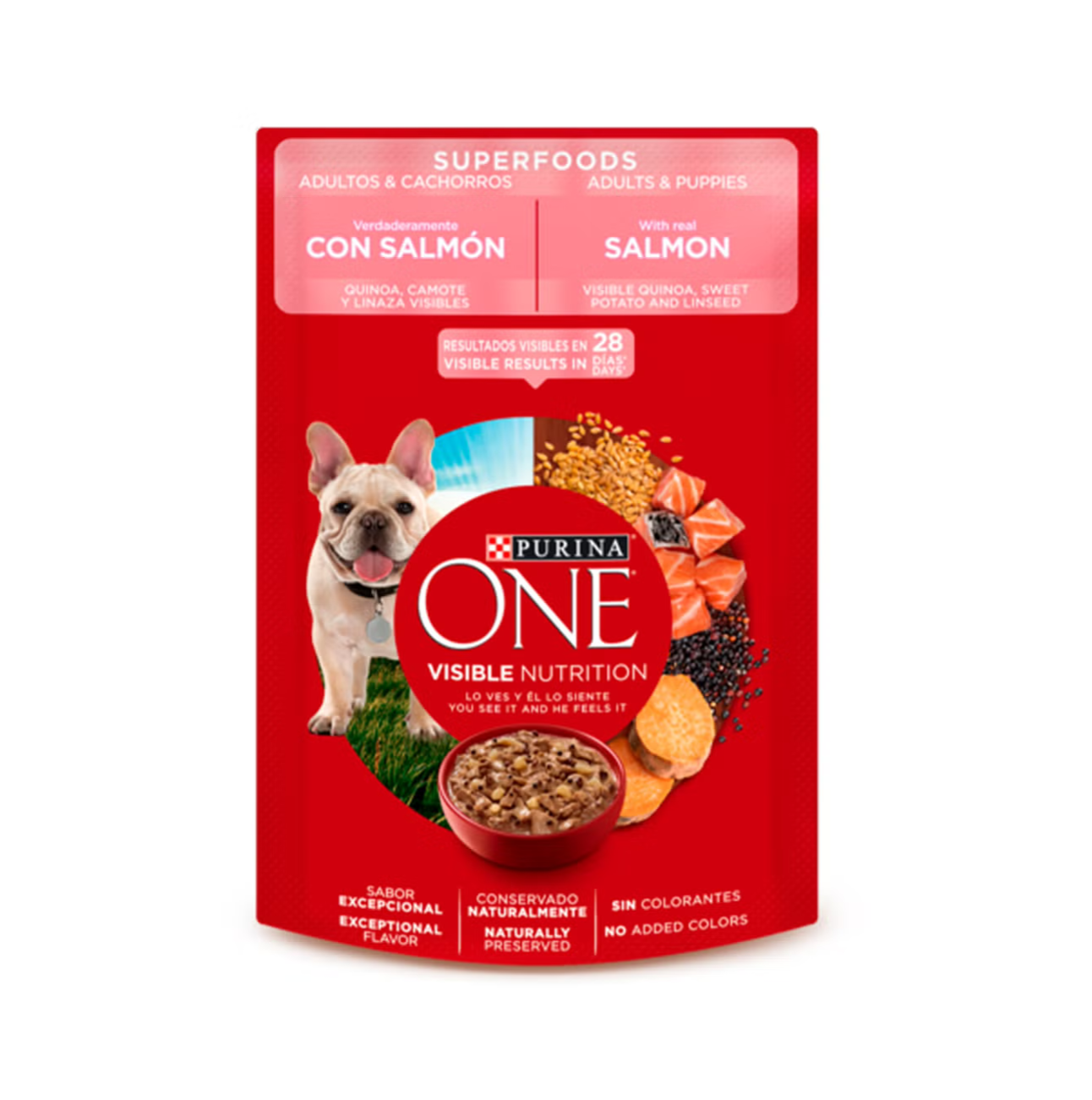 Purina One Superfoods Salmón Perros Adultos y Cachorros - Alimento Húmedo para Perros