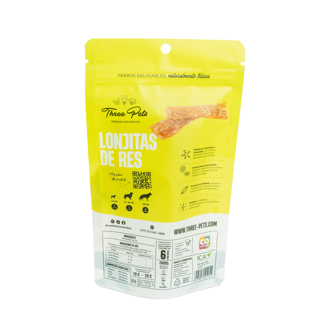 Three Pets Lonjitas de Res - Snacks para Perros