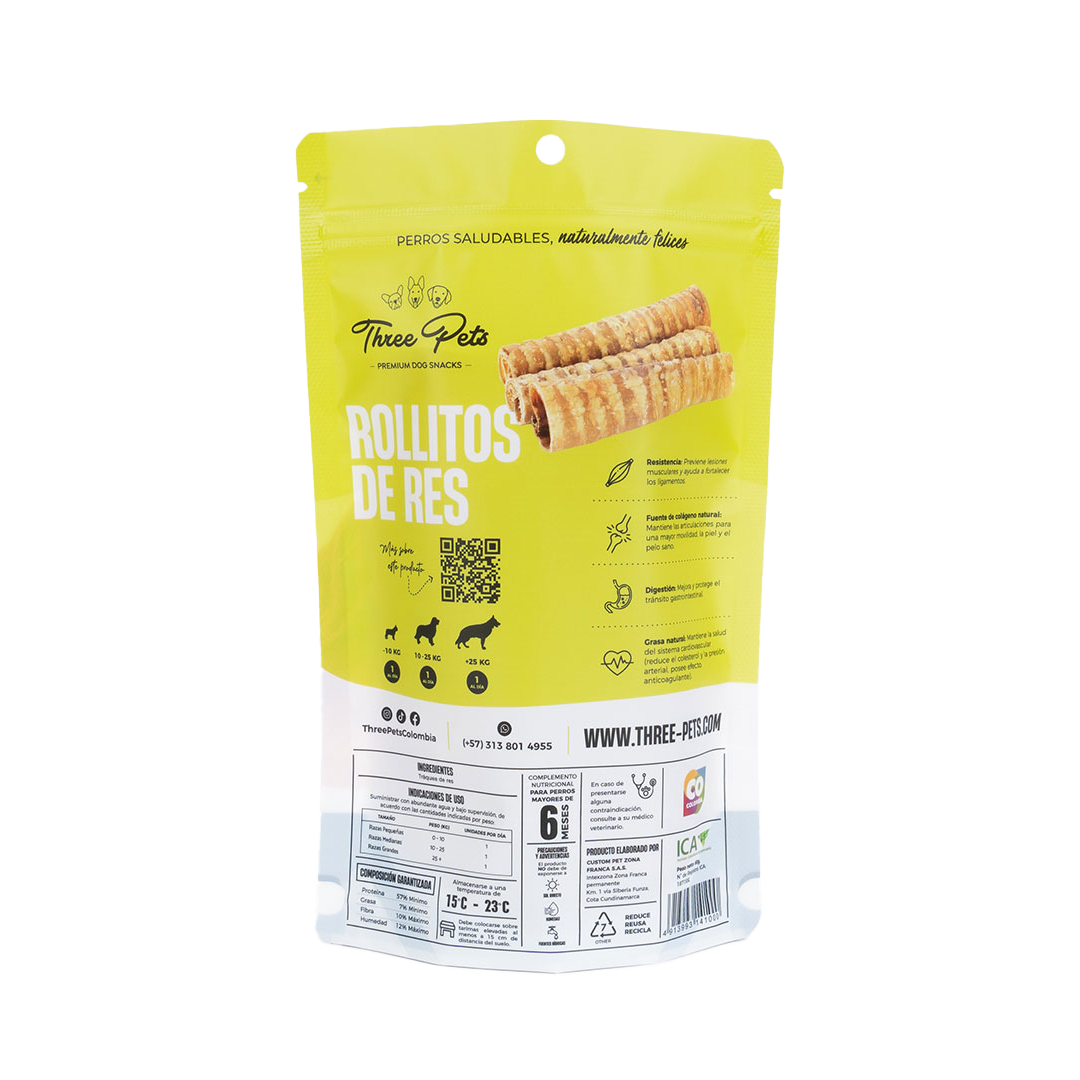 Three Pets Rollitos de Res - Snacks para Perros